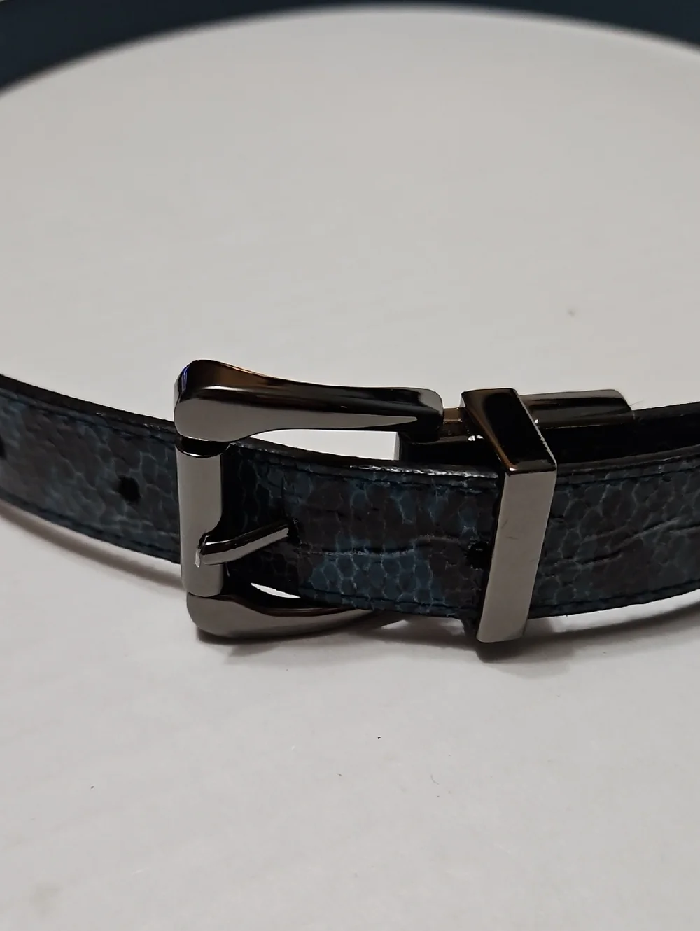 Nine West Women's Aqua & Black Synthetic Textured Leather Belt Size M